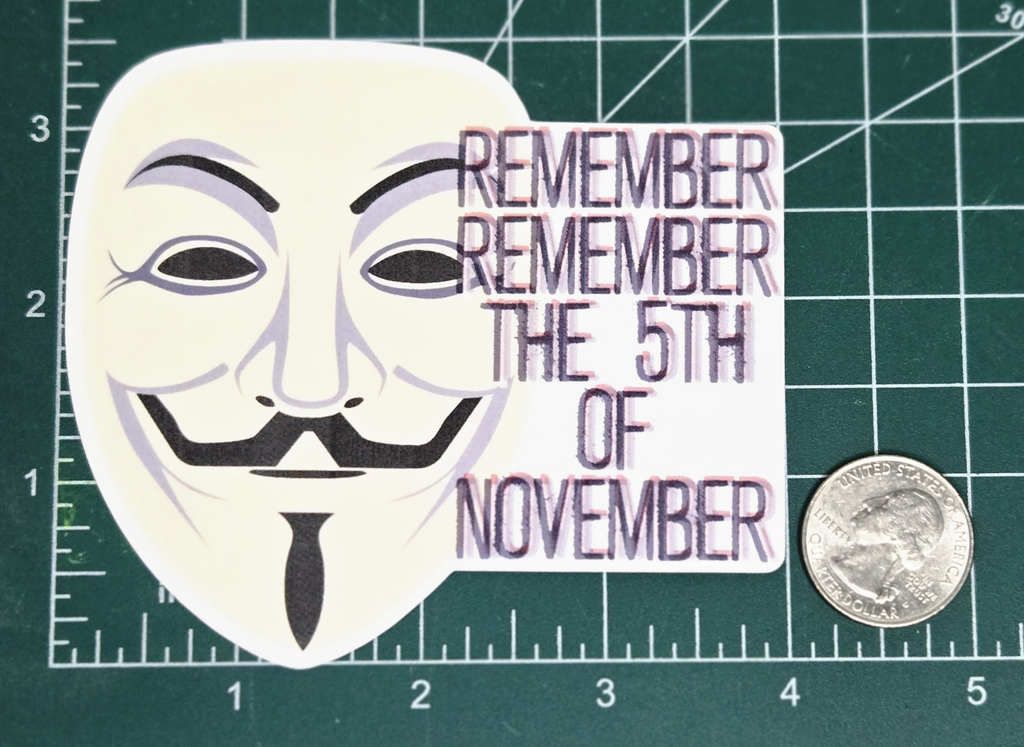 Guy Fawkes Mask Remember, remember the 5th of November vinyl sticker