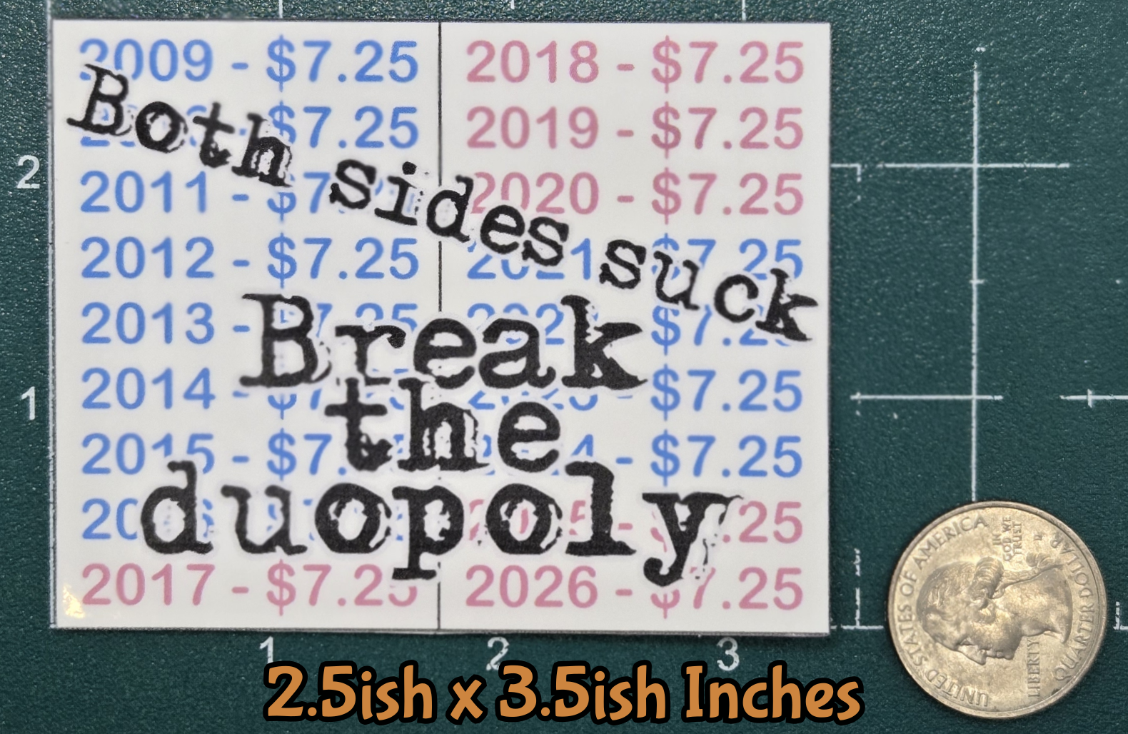 STICKER - Both Sides Suck; Break The Duopoly Vinyl Sticker – Waterproof Decal (2.5ish x 3.5ish inches)